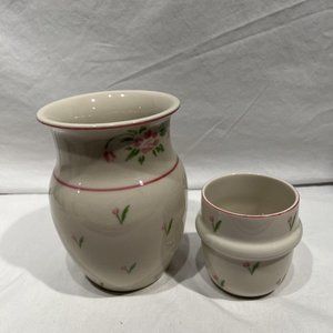 Teleflora 2 Piece Bedside Water Carafe/Jug Tumble Up‎ Vintage Cottagecore Floral